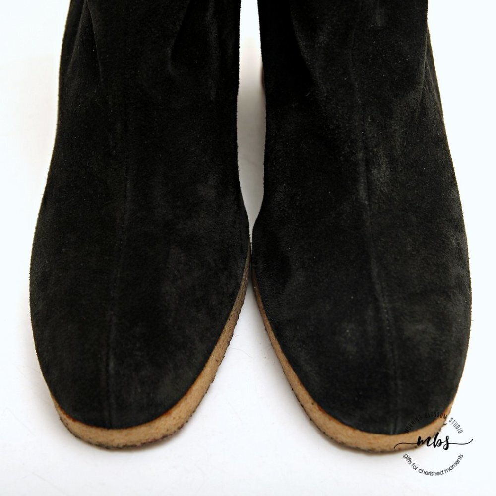 Fendissime by Fendi Suede Wedge Tall Boots in Black Women Size 5.5 - Picture 8 of 13